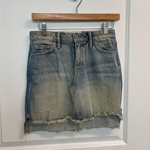 Denim Frayed Hem Skirt